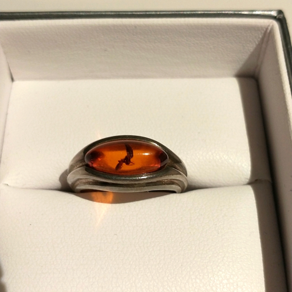 Sterling silver Ring amber